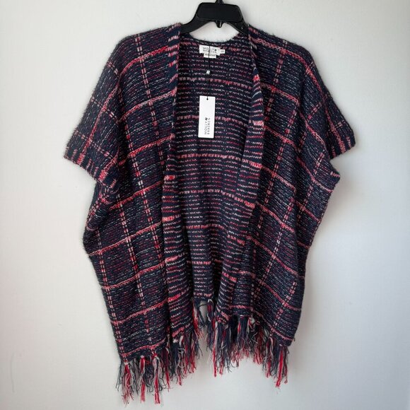 Molly Bracken Poncho NWT Womens Knitted Navy Blue Red Size XS/S - Picture 3 of 8